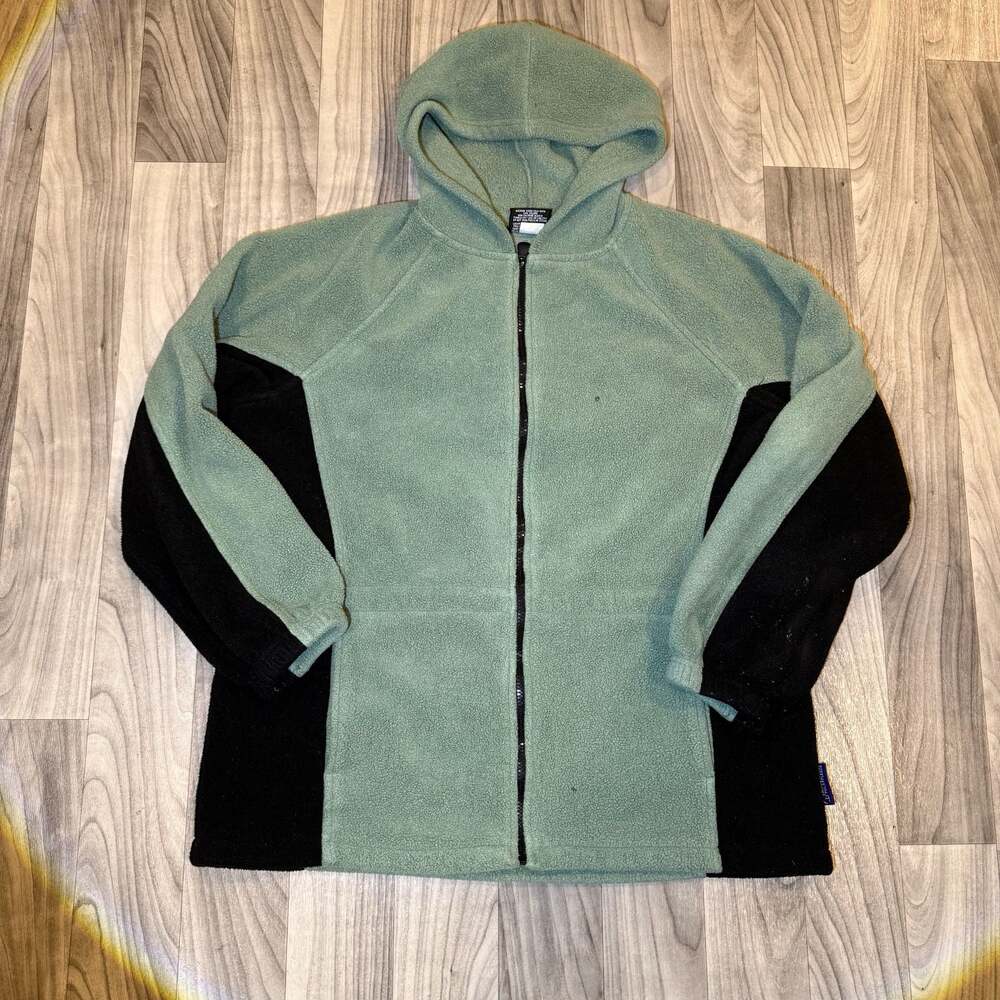 Vintage Avalanche Performance Full Zip Fleece Hoodie Sage Green/Black Size XL
